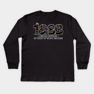 Happy 40th Est. 1983 Limited Edition 40 Years of Being Awesome Kids Long Sleeve T-Shirt